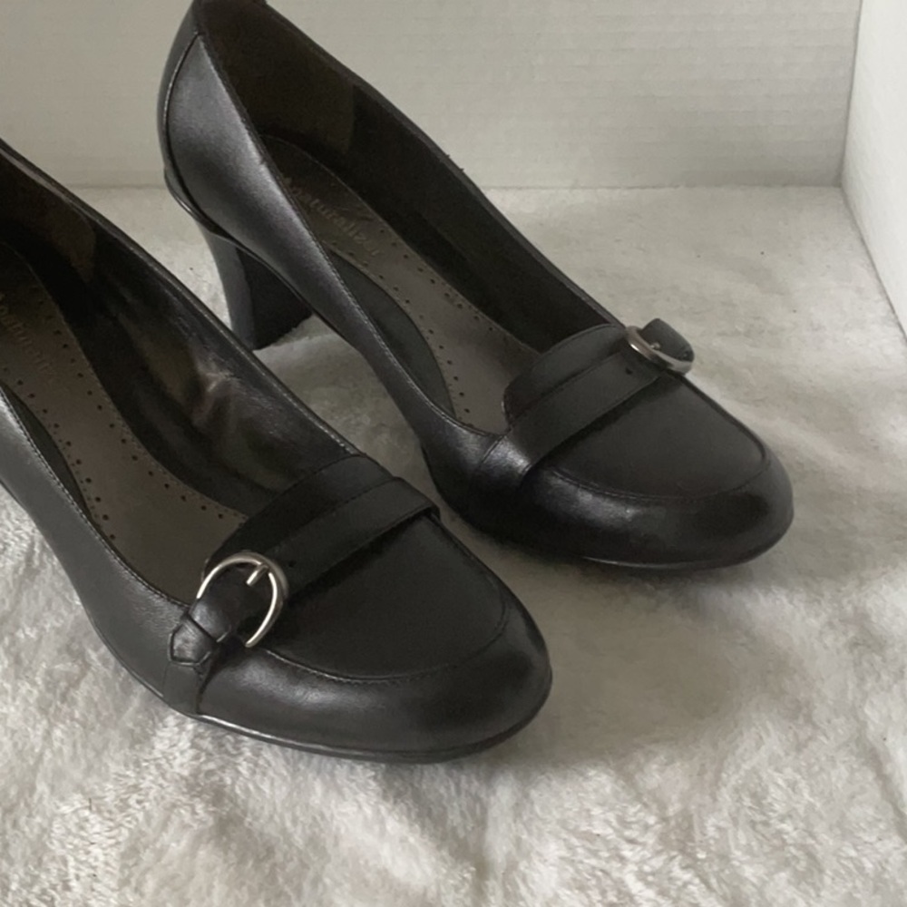 Naturalizer Black Classic Heels with Silver Buckle